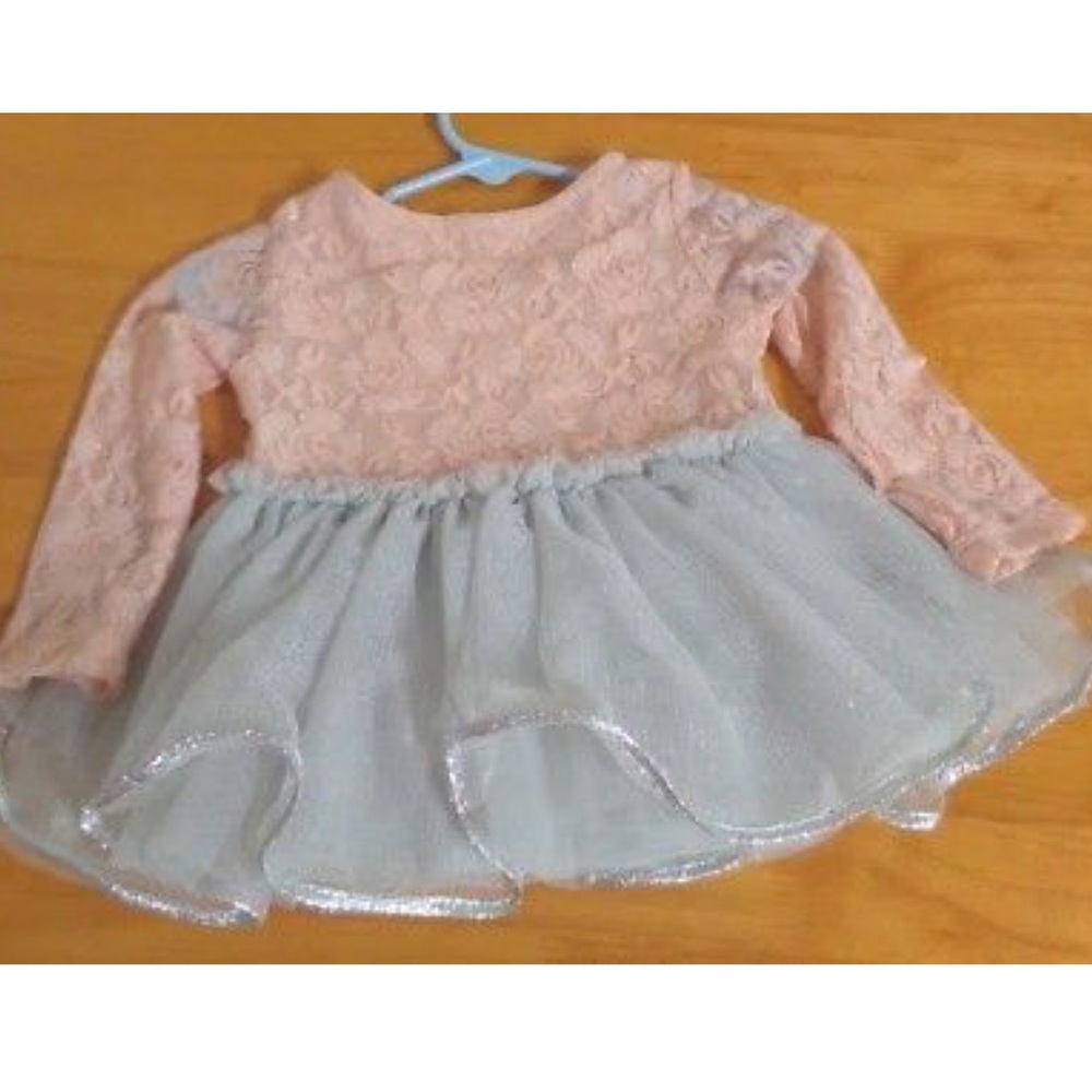 First Impressions pink & silver tulle dress